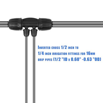 10 Pcs Barbed Tee 4-Way,1/2 to 1/4 Inch Tubing Irrigation Fittings - size: 10 Pcs 1/2 to 1/4 Inch Locked Barbed 4-Way