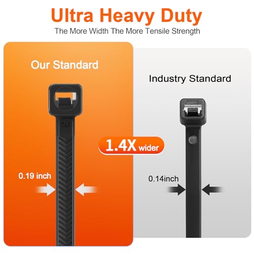 Zip Ties Heavy Duty 12 inch，V-Shaped Toothed Double Sided With 120 LBS Tensile Strength Cable Ties ，Extra Large Wire Ties Adjustable Nylon Tie Wraps for Indoor Outdoor Patented Design（100 Pack Black） - size: 12 Inch V Shaped 100 Pack （120 Lbs ）