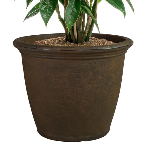 Sunnydaze Anjelica 20'' Large Plastic Planter Pot for Plants, Rust - color: Rust, size: 20 in