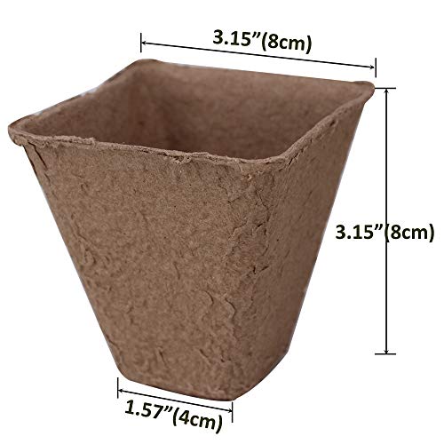 200 Pack 3.15" Square Biodegradable Peat Pots Plant Nursery Pots - size: Square(8cm) 200pack