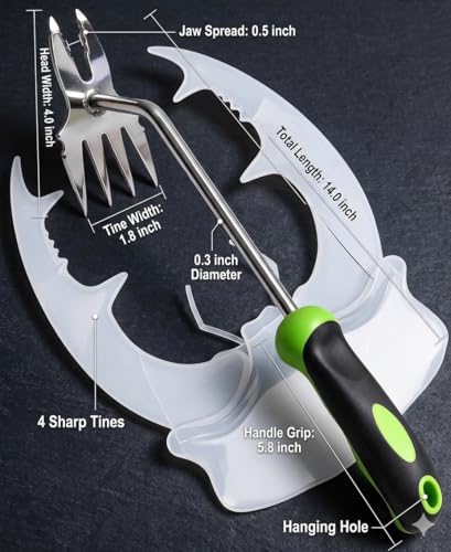 2-in-1 Hand Weeder Puller, Heavy Duty Stainless Steel Garden Tool - color: green