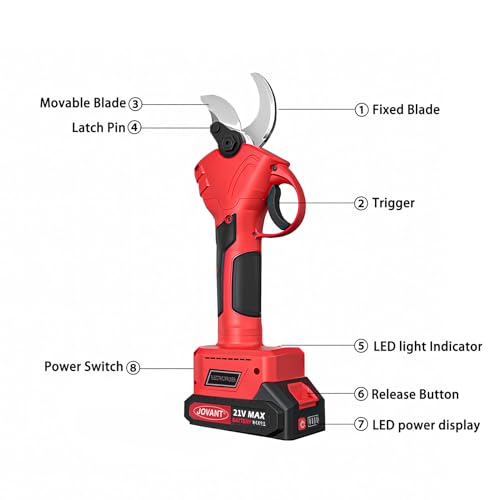 Electric Pruning Shears, 1.2"30mm Cordless Pruning Shears, 20V 2.0Ah Li-ion Battery Pruning Shears, Brushless Motor Electric Shears For Gardening, SK5 Blade Electric Pruners Cordless JOVANT - size: 30mm pruning shears 1* battery