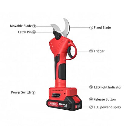 Electric Pruning Shears, 1.2"30mm Cordless Pruning Shears, 20V 2.0Ah Li-ion Battery Pruning Shears, Brushless Motor Electric Shears For Gardening, SK5 Blade Electric Pruners Cordless JOVANT - size: 30mm pruning shears 1* battery