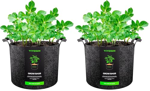 VIVOSUN 2 Pack 50 Gallon Grow Bag, Fabric Pot with Handles for Growing Vegtables and Plants - size: 50 Gallon (Pack of 2)