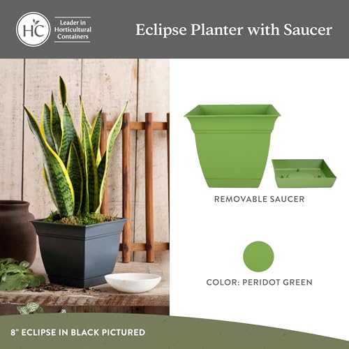 The HC Companies Eclipse Square Planter Pot, 12 Inch, Peridot Green, 2-Pack - color: Peridot Green, size: 12", style: Pack of 2