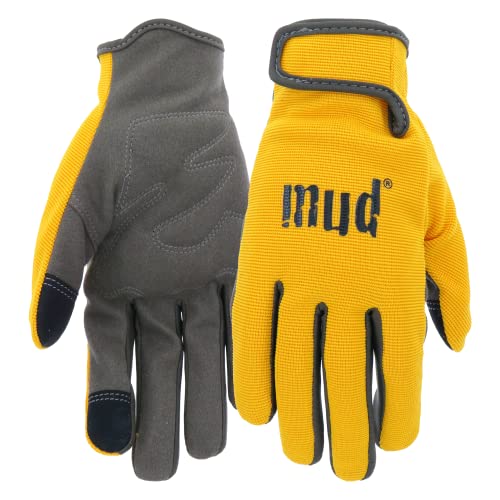 Everyday Mud Women's Synthetic Leather Palm Garden Gloves, Touchscreen Capable, Abrasion Resistant, Hook and Loop Closure - color: Blue, size: Small-Medium