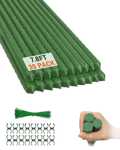 20 Pack 8FT Garden Stakes, 0.78" Steel Core Plastic Covered - color: 20 Pcs, size: 8 Ft
