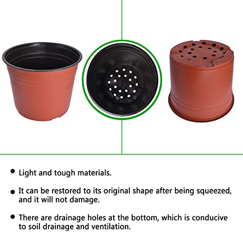 HOSTIC 9.4 Inch Nursery Pot Seedling Pot Plant Container Seed Starting Pots Multipurpose Plastic Pots 100 Packs - size: 9.4 Inch