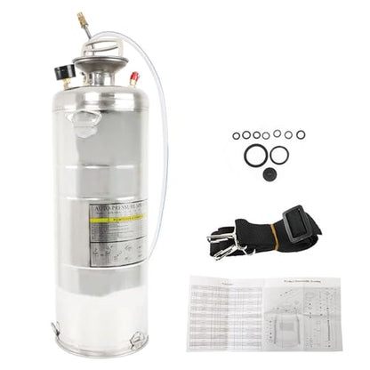 3.5 Gallon Stainless Steel Sprayer, 20 Wand & 3FT Reinforced Hose, Heavy Duty Hand Pump Sprayer with Pressure Gauge, Safety Valve and Adjustable Nozzle, for Lawn, Garden Watering (Silver-14L) - size: 3.5 Gallon