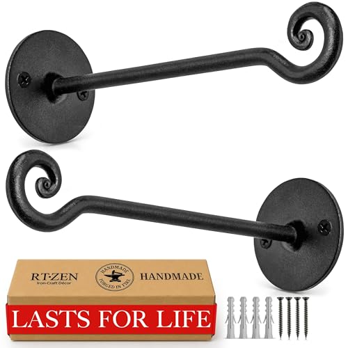 RTZEN Plant Hangers Outdoor or Indoor Heavy Duty Wall Bracket Hooks - size: 7.5 Inch, style: Swirl Hooks