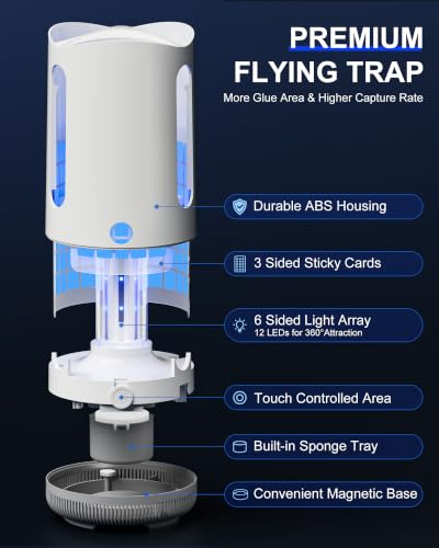 WOWCATCH 3-Stage Fruit Fly Trap for Indoors, Plug-in Bug Gnat Catcher