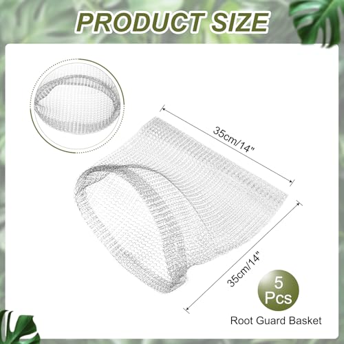 uxcell 5Pcs 4-5 Gallon Root Guard Basket, 14"x14"(35x35cm) 304 Stainless Steel Mesh Wire Baskets Plant Root Protector for Trees Bulbs Flowers Root Protection, Silver - size: 14"x14"