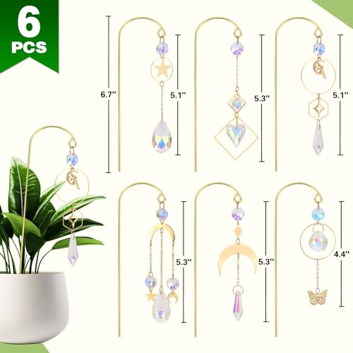 Crystal Suncatcher, 6pcs Small Trellis for Potted Plants Accessories Indoor