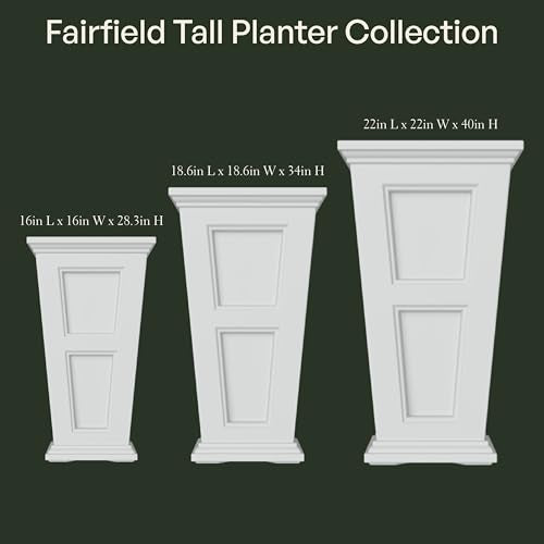 Mayne Fairfield 28in Self-Watering Tall Square Planter, White - color: White