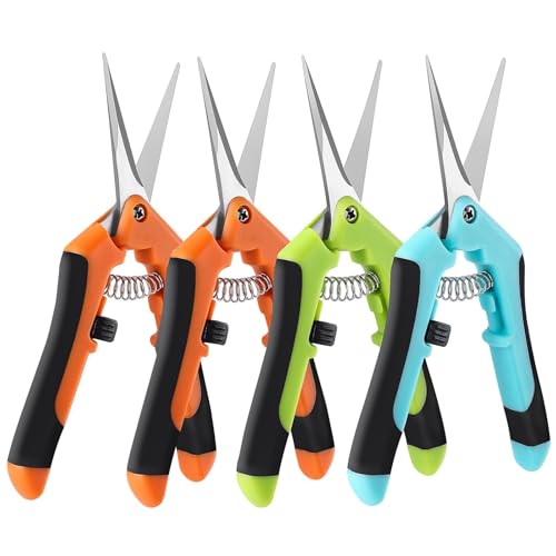 4 Pack Garden Pruning Shears, Stainless Steel Shears, Gardening Shears Scissors Pruning Shears for Gardening Tools (2pcs Orange+1pcs Green+1pcsBlue) - color: Orange Green Blue