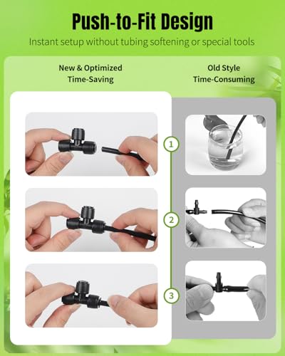 Pawfly 15 Pack Quick Connect 1/4" Drip Irrigation Tee Connectors, Push-to-Connect Drip Irrigation Tee Fittings for 1/4 Inch Irrigation Tubing & Sprinklers, Anti-Leak Drip Irrigation System Parts - size: 15pcs 3 Way Reducing Tee