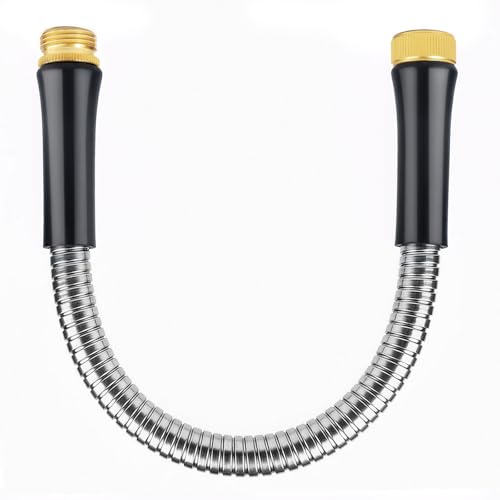 SheeChung Short Garden Hose 1ft x 5/8",Metal Garden Hose for Hose Reel Faucet,Heavy Duty 304 Stainless Steel Metal Leader Hose,Lightweight & Leakproof Water Hose for Outdoor,Yard,Lawn,Male to Female - size: 1FT-Male to Female