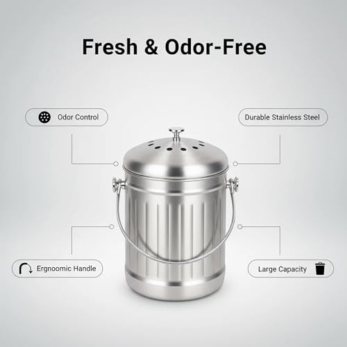 1.3 Gal Kitchen Countertop Compost Bin Countertop Composter