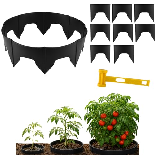 Evelyne 48 Pcs Adjustable Planting Grow Rings, Interlocking Garden Plant Rings, Spliceable Plant Circle Rings for Deep Watering, Soil Moisture Retention, Vegetables, Herbs, Flowers (48, Black) - color: Black