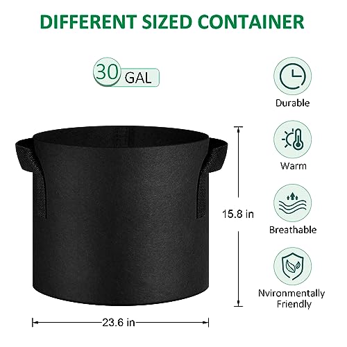 JNYONG 12-Pack 30 Gallon Thickened Non-Woven Grow Bags - size: 30 Gallons