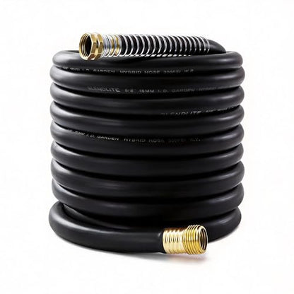 5/8" Garden Hose 50ft, -40℉ To 190℉ Hot/Cold Rubber hose, Black - color: Black, size: 50Ft