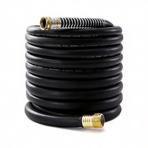 5/8" Garden Hose 50ft, -40℉ To 190℉ Hot/Cold Rubber hose, Black - color: Black, size: 50Ft