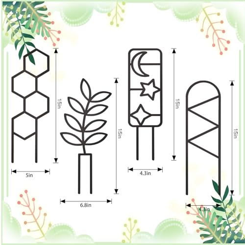 4 Pcs Plant Trellis Indoor Black Small Trellis for Potted Plants - style: Unique