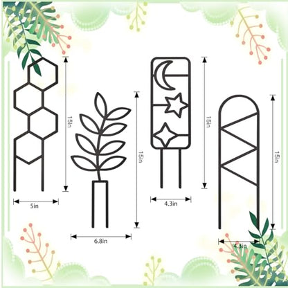 4 Pcs Plant Trellis Indoor Black Small Trellis for Potted Plants - style: Unique