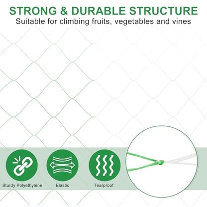 HARFINGTON Trellis Netting Climbing Plants 328ftx8 x8 Mesh White & Green - size: 328 x 6.6ft, 6 Strands, 8" x 8"