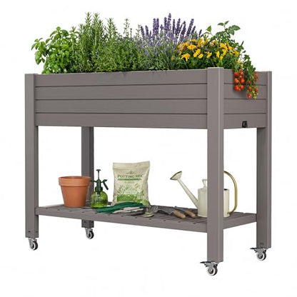 Elevated Raised Garden Bed with Wheels,Medium Gray-33.7" h - color: Medium Gray, size: 33.7"h