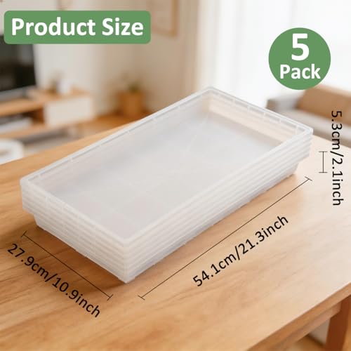 RooTrimmer 1020 Nursery Pot Trays 5 Pack, Transparent Plastic Flat Seed Starter Tray, Durable Square Seedling Starting Tray for Holding and Carrying Plant Pots (Clear) - color: Clear, size: TP1020-5P