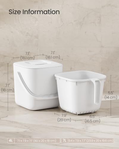 SONGMICS Compost Bin for Kitchen Counter, Plastic, 1-Gallon (4 L) - color: White, size: 1 gallons (4L)