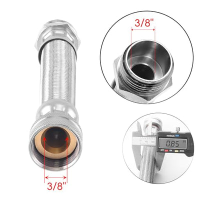 Short Garden Hose Extension, Heavy-Duty Hose, Maximum Bend 45°, Stainless Steel Braided Water Hose Short Connector Lead Hose 7.5" - size: 7.5 Inch
