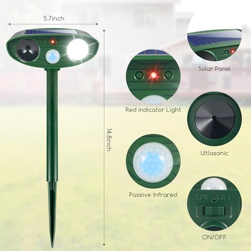 2Pack Animal Repellent Outdoor Ultrasonic Deer Repellent Devices for Yard