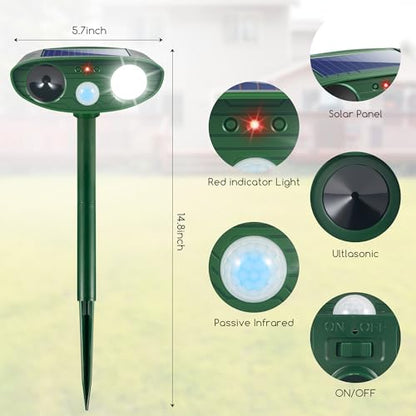 2Pack Animal Repellent Outdoor Ultrasonic Deer Repellent Devices for Yard