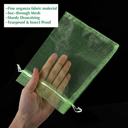 Fruit Protection Bags, Kikhope 20 Pcs 20x14 inch Fruit Netting Bags, Garden Fruit Cover Mesh Bag with Drawstring, Netting Barrier Bags for Plant Fruit Flower and Vegetables - size: 20x14 in (20 pcs)