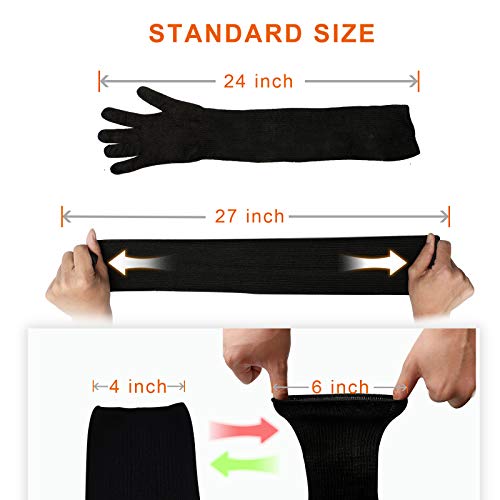 Protective Kevlar Gloves with Sleeves - Level 5 Protection, Heat & Cut Resistant for Welding, Kitchen, Gardening - color: Black-full Finger