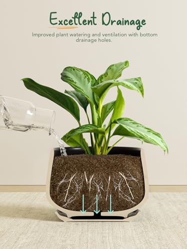 LE TAUCI Plant Pots, 4.1+5.1+6.5 inch, Set of 3, Black, Indoor Pot - color: Black