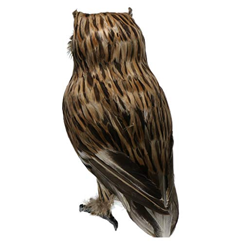 Artificial Feathered Owl Realistic Bird Decoration Taxidermy Garden Decor - Brown 1