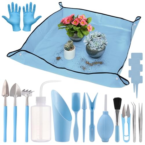 ANPHSIN 20pcs Small Gardening Tools Gifts for Women Beginners, Blue - color: Blue