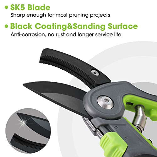 WORKPRO Pruning Shears, Garden Clippers with SK5 Steel Blades, 8" Anvil