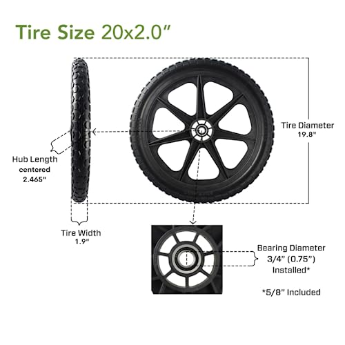 Marathon 92010 Flat Free 20" Replacement Tire Assembly for Rubbermaid Big Wheel Carts - size: 1 PACK