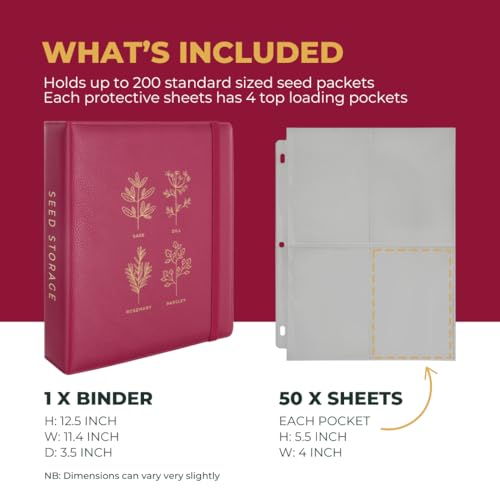 Wildgoose Seed Binder - Seed Packet Organizer, Storage Book, Raspberry - color: RASPBERRY