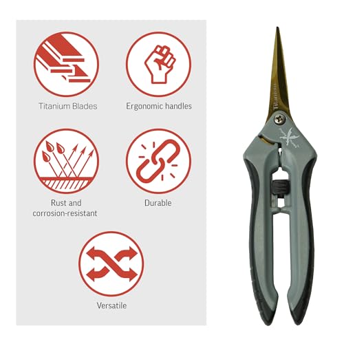 Piranha Pruner Trimming Scissors Garden Shears, Plant Trimmers, Gardening Hand Tools, Straight Titanium Blade