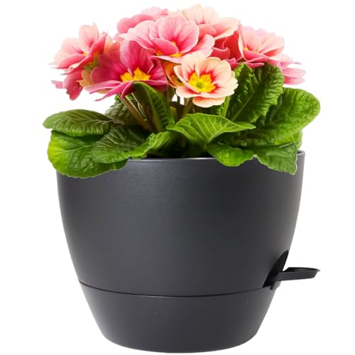 Meowell 12 inch Large Self Watering Pot for Indoor Outdoor Plants, Black - color: Black, size: 12inch B