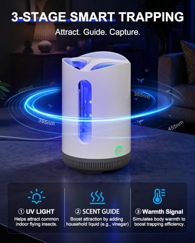 WOWCATCH 3-Stage Fruit Fly Trap for Indoors, Plug-in Bug Gnat Catcher