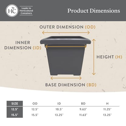 The HC Companies Accent Square Plant Pot, 15.5 Inch, Chocolate, 2-Pack - color: Chocolate, size: 15.5" (Pack of 2)