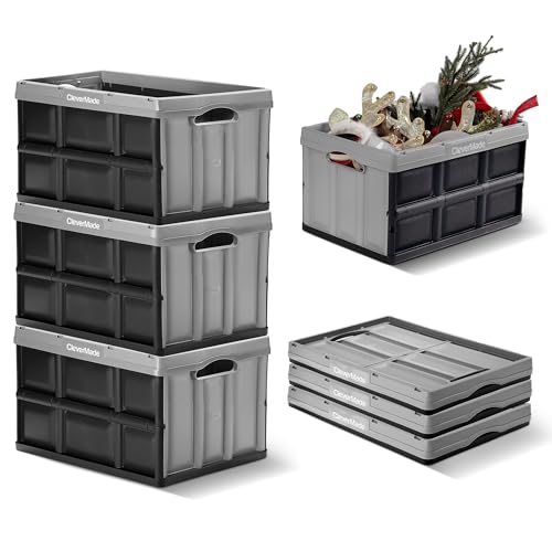 CleverMade Collapsible Storage Bins, 46L 3 Pack, 75 lb Stackable, Stone - color: Stone, size: 46l - 3 Pack