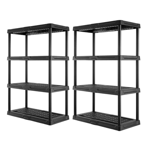 CENTREX 4-Tier Heavy Duty Plastic Storage Shelves for Garage, 2 Pack - style: 4-Tier (2 Pack)