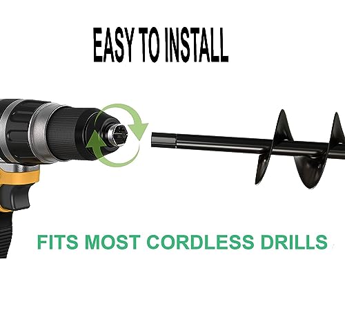 Auger Drill Bit for Planting 2x32'' - with Extension -3/8'' Hex Drive Drill - size: 2" x 32"